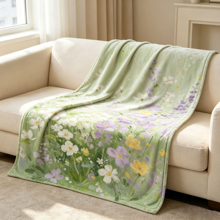 Floral Patterned Fleece Throw Blanket