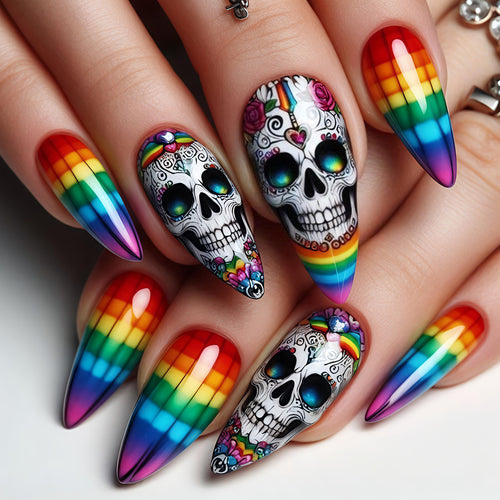 Artistic Skull-Pattern Nail Art Bowlift