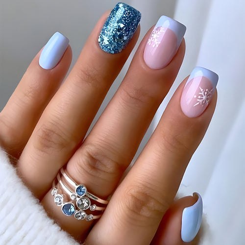 Artistic Snowflake-Embellished Nail Art Tips Bowlift