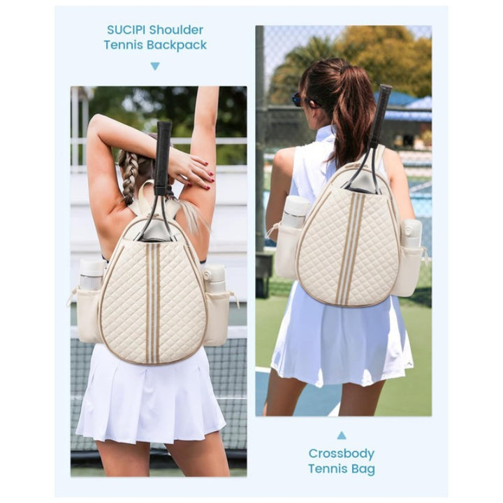 Premium Quilted Tennis Racket Backpack Bowlift