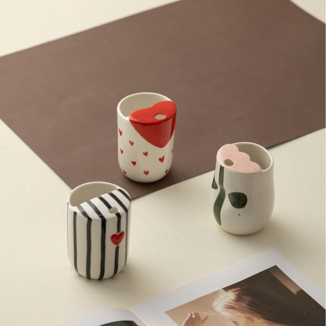 Artistic Striped Ceramic Pencil Holder