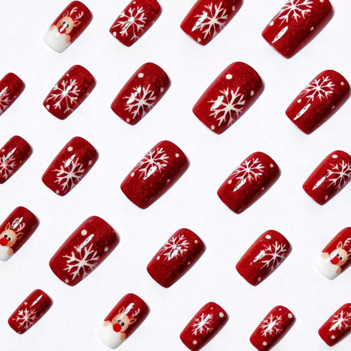 Artificial nails with festive reindeer design Bowlift
