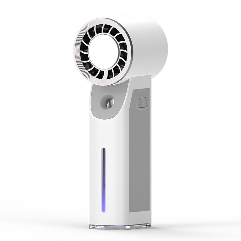 Cooling portable bladeless misting fan with USB rechargeable battery and adjustable airflow Bowlift