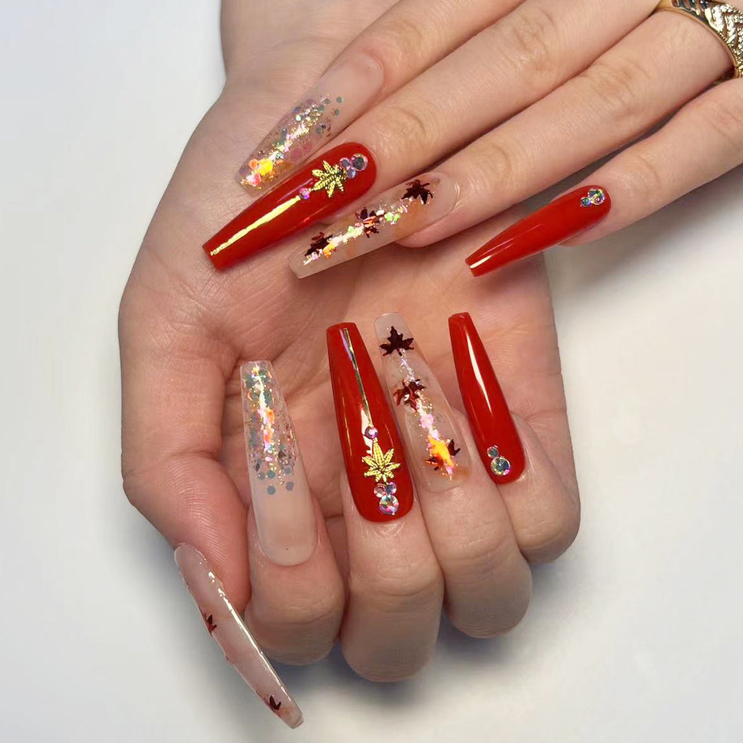 Artistic Nail Extensions with Autumn Motifs Bowlift