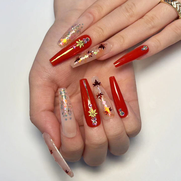 Artistic Nail Extensions with Autumn Motifs Bowlift