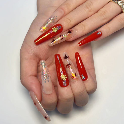 Artistic Nail Extensions with Autumn Motifs Bowlift