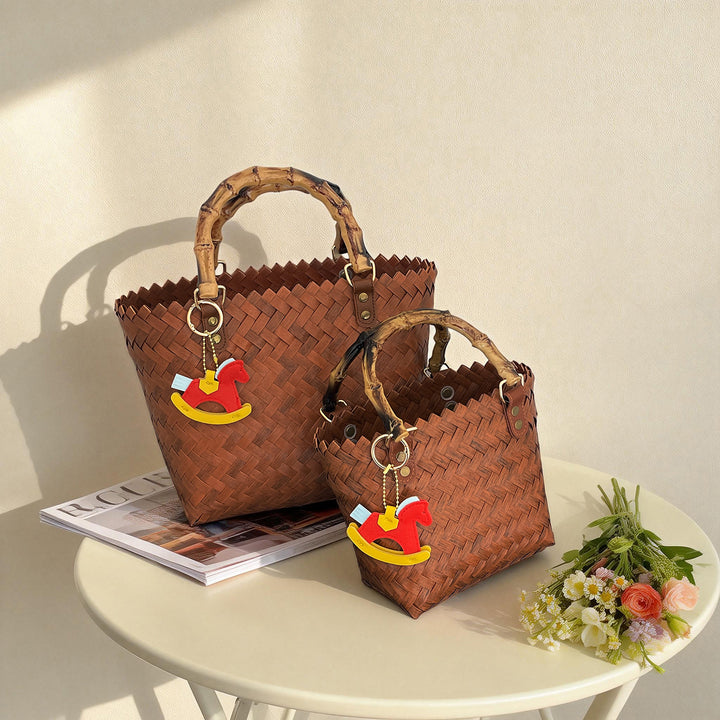 Handcrafted basket bag with bamboo handles Bowlift