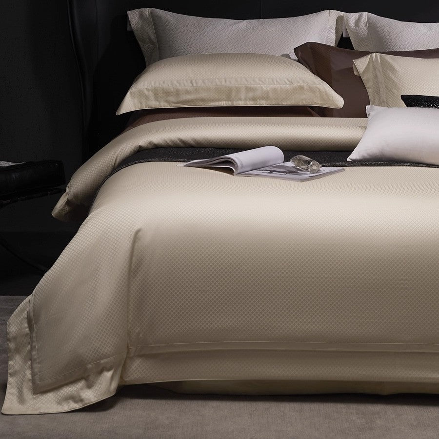 Micro-Jacquard Satin-Feel Duvet Cover and Envelope Pillowcase Set