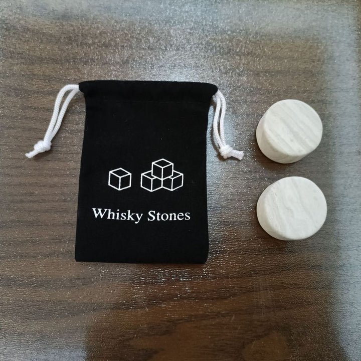 Reusable Whiskey Chilling Stone Cubes with Velvet Drawstring Pouch Bowlift