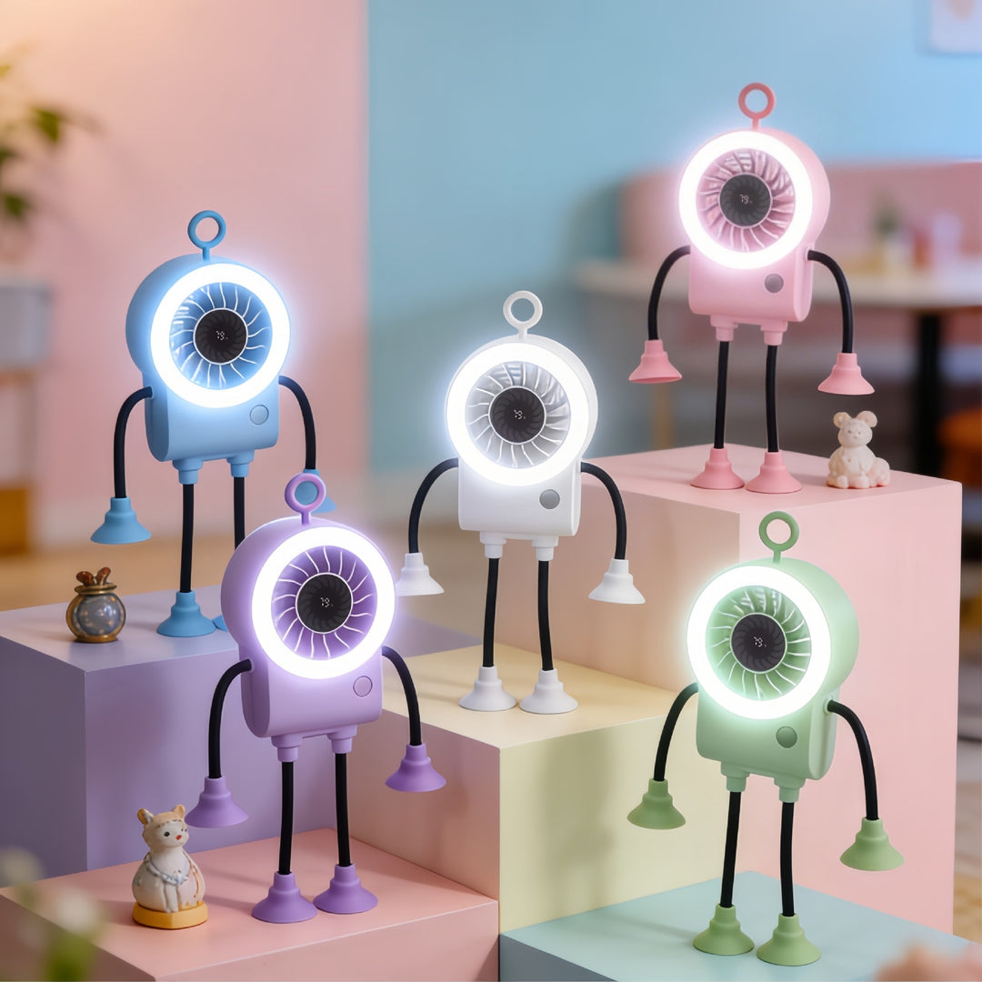 Ladies Creative Table Fan with LED Lighting and Flexible Mounting Bowlift