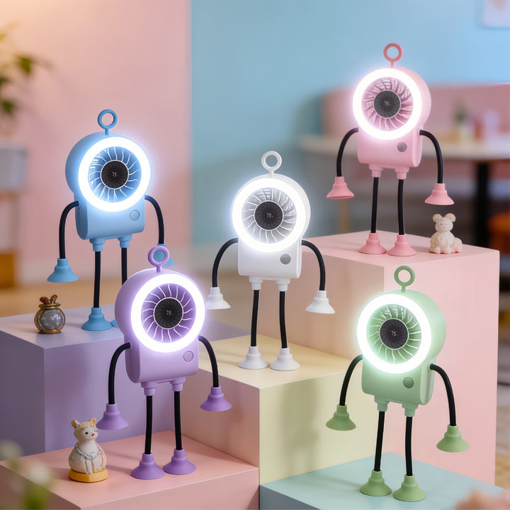 Ladies Creative Table Fan with LED Lighting and Flexible Mounting Bowlift