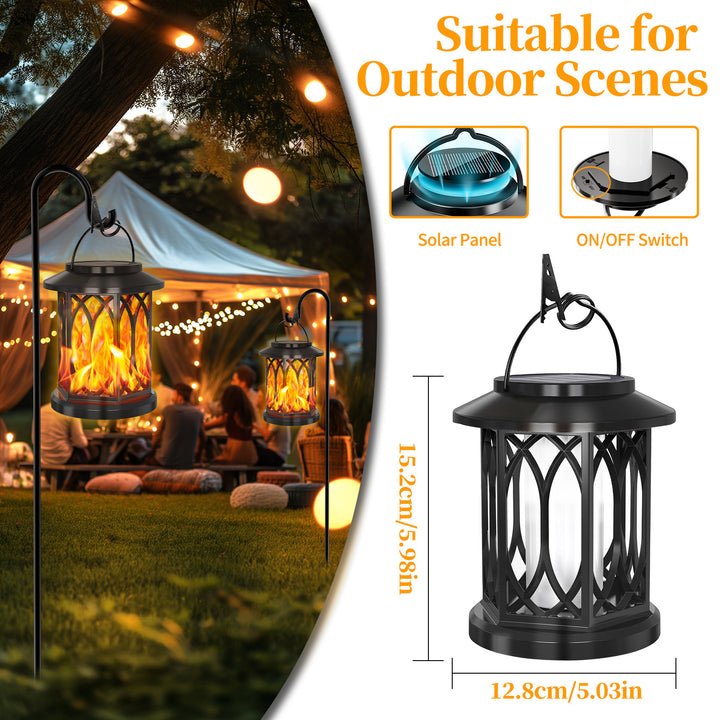 Decorative Solar Hanging Lantern With Metal Lattice Panels Bowlift