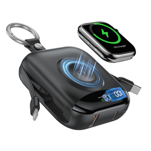 Portable inductive charger with integrated battery and LCD display Bowlift