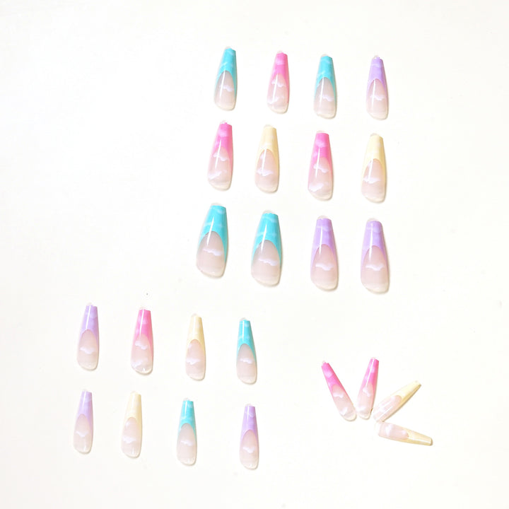 Artistic Acrylic Nails with Cloud Design Bowlift