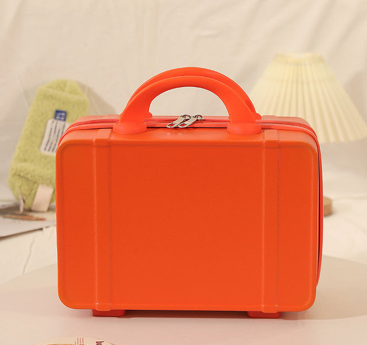 hard-shell travel cosmetic case with double-zip closure top handle and protective feet Bowlift