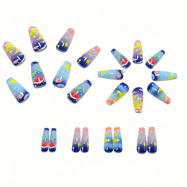 Glamorous artificial nails with colorful 3D designs Bowlift