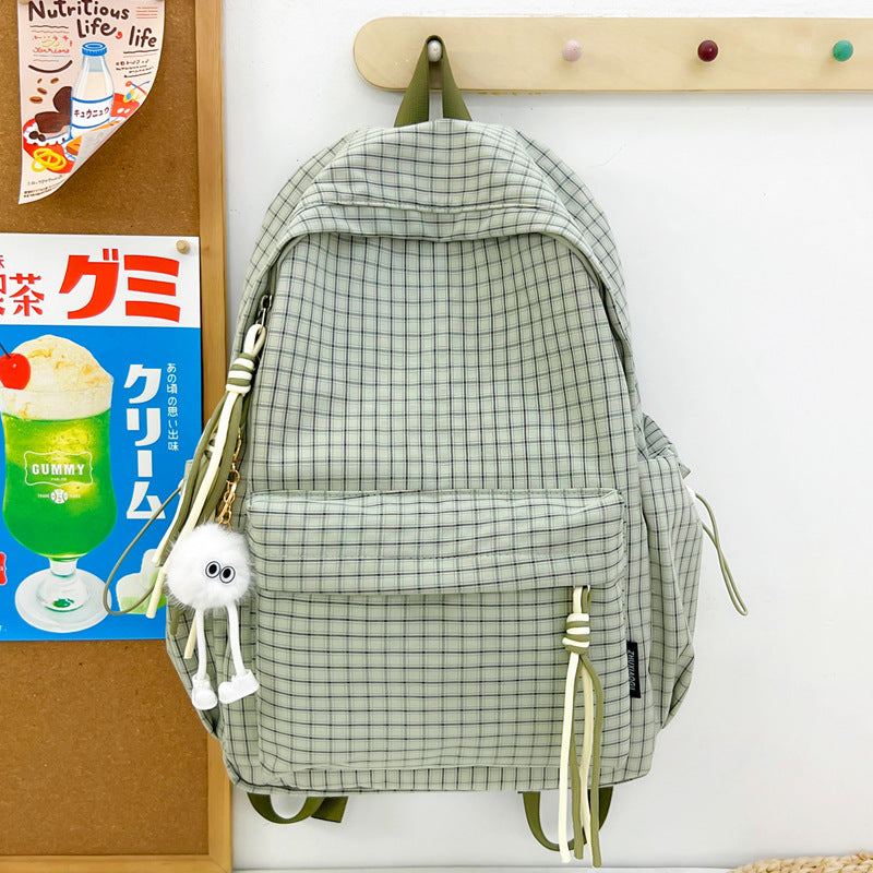 Checked Pattern Casual Backpack