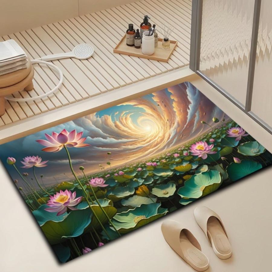 Floral Design Bath Mat Bowlift