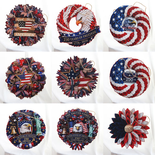 Unisex nan Patriotic Americana Burlap Ribbon Star Door Wreath with Jute Hanger Bowlift