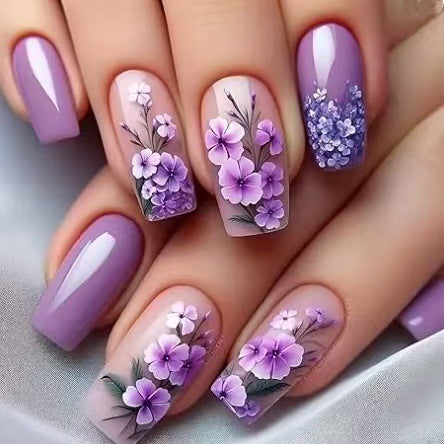 Artificial Nail Set with Floral 3D Designs Bowlift