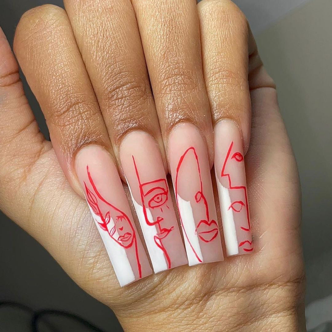 Artful Nail Art with Abstract Line Design Bowlift