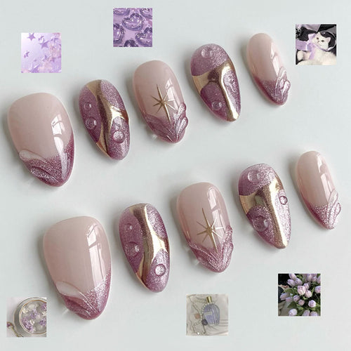 Artificial nail set with glamorous tip accents Bowlift