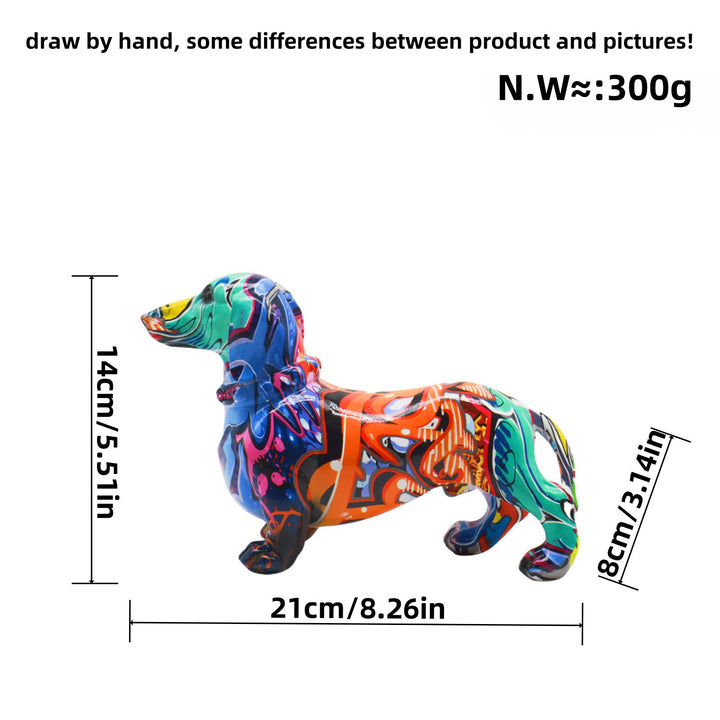 Colorful decoration figure of a dachshund in graffiti style Bowlift
