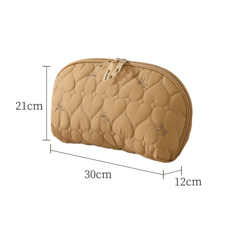 Heart-Quilted Makeup Pouch Bowlift