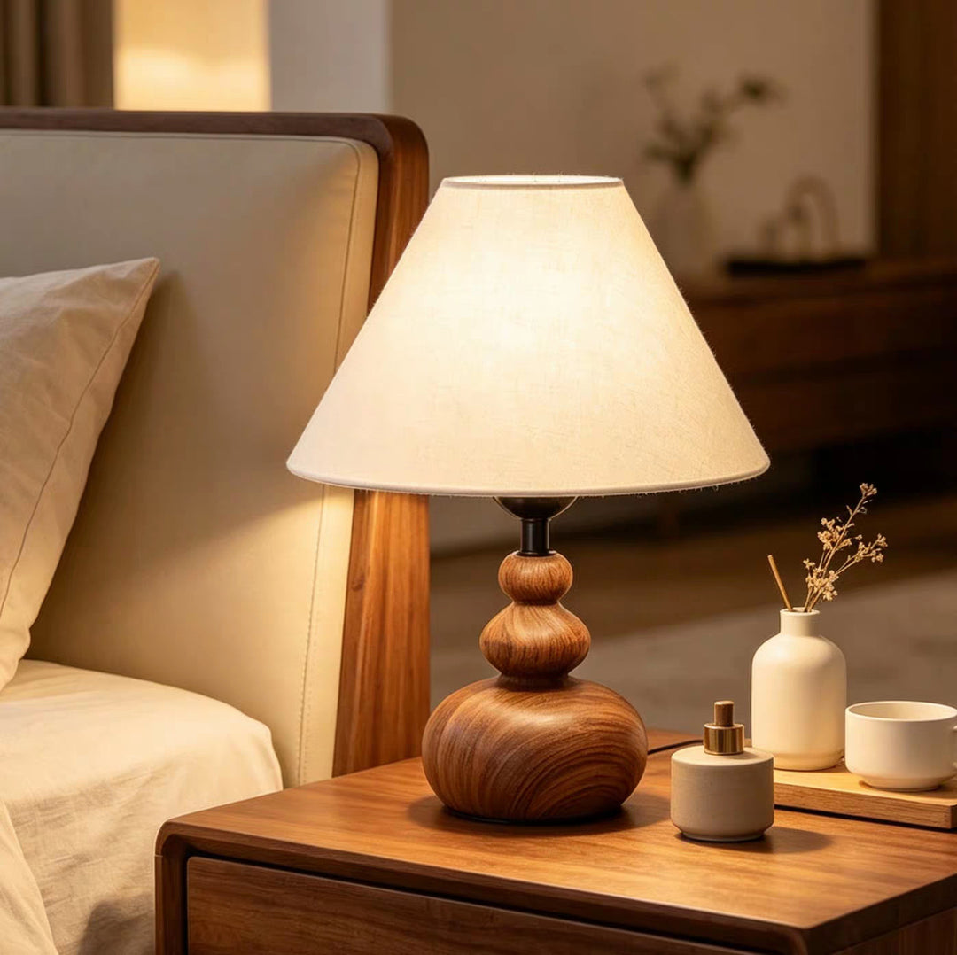 Contemporary Wooden Base Table Lamp