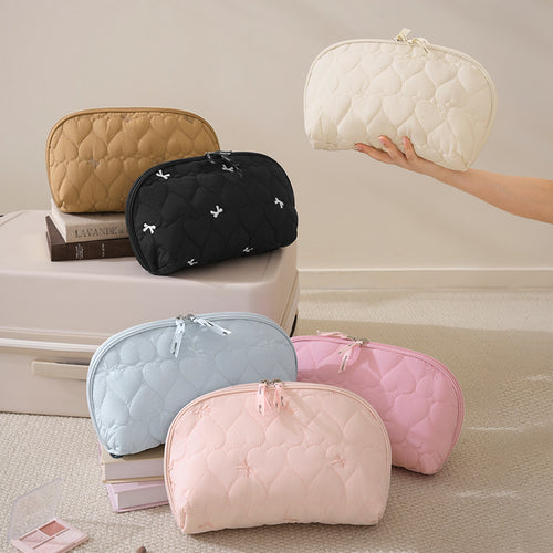Heart-Quilted Makeup Pouch Bowlift