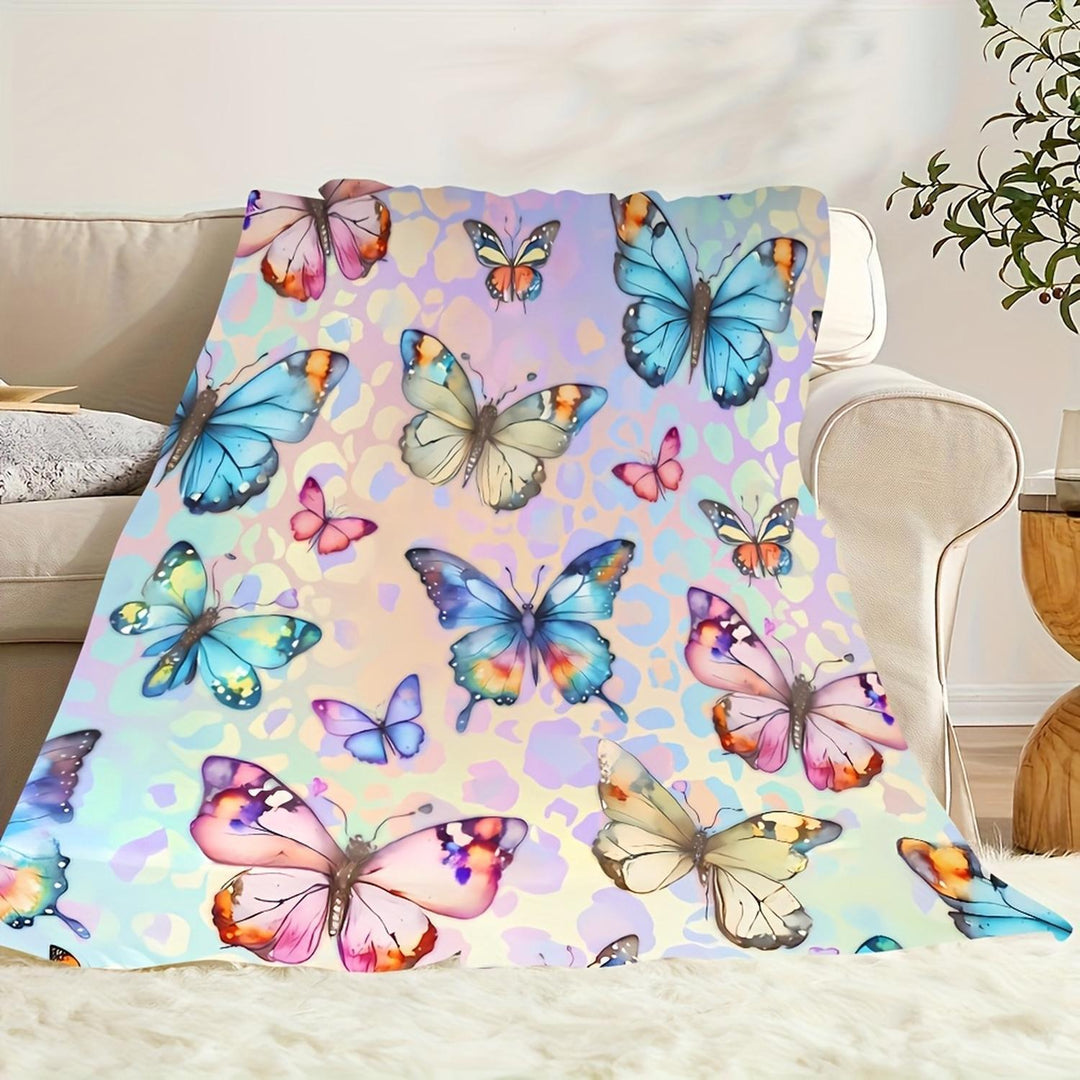 Butterfly Print Fleece Throw Blanket