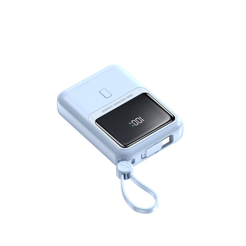 Compact power bank with integrated charging cable and digital display Bowlift
