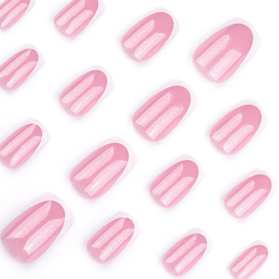 Sparkling nail art with elegant French tip design Bowlift
