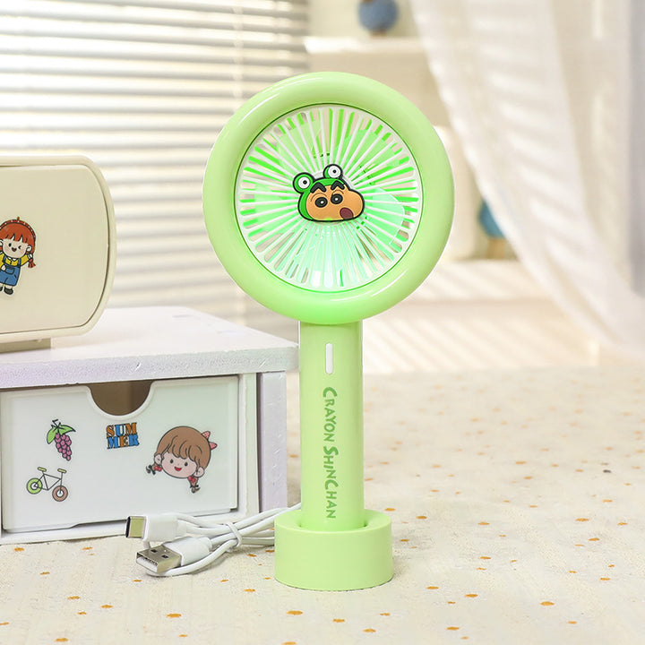 Women Portable Mini Fan with Integrated LED Light Bowlift
