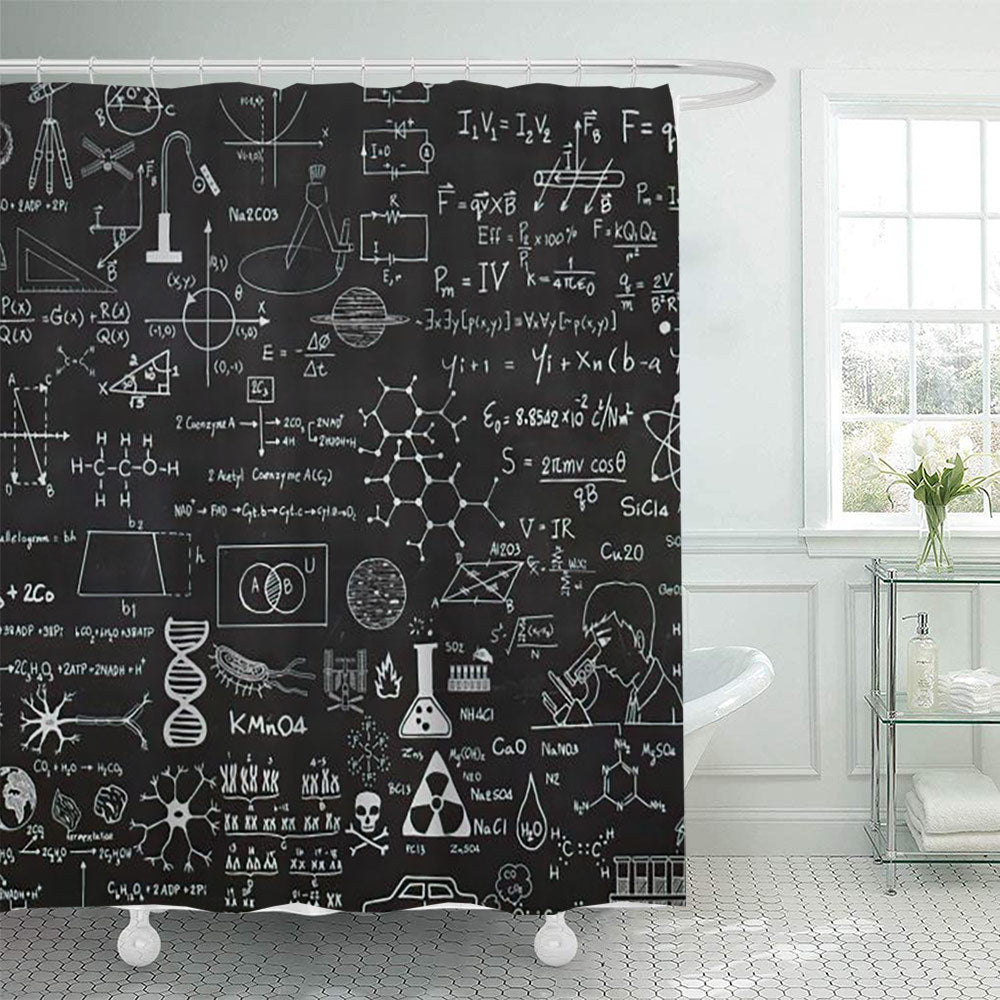 Shower Curtain with Scientific Equation Design Bowlift