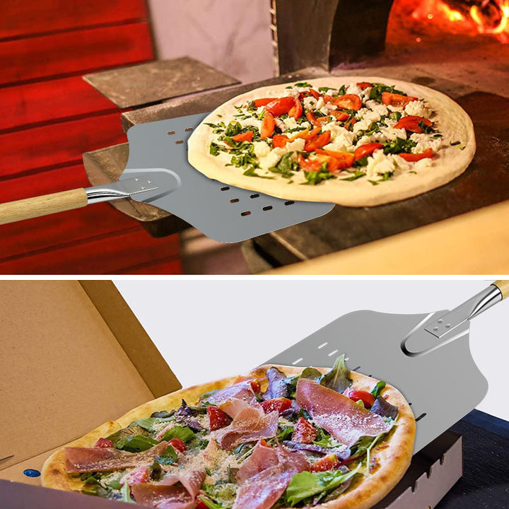 perforated long-handled wooden-handle pizza peel paddle Bowlift