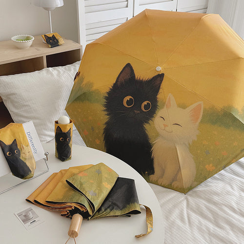 Women's Automatic Umbrella with Unique Cat Design Bowlift