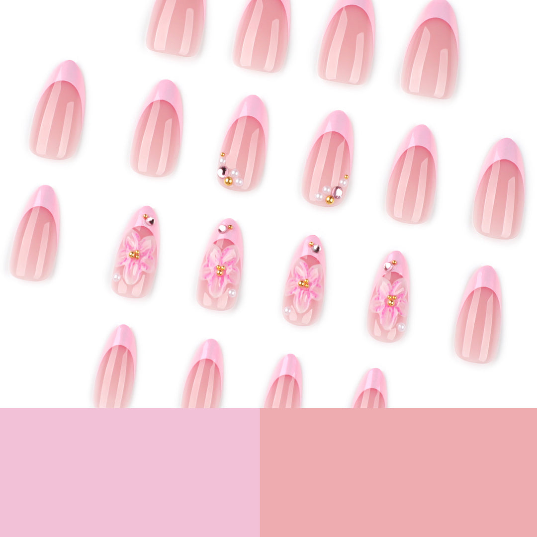 Artful Nail Extensions with Elegant Floral Design Bowlift