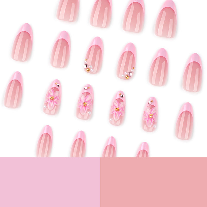 Artful Nail Extensions with Elegant Floral Design Bowlift