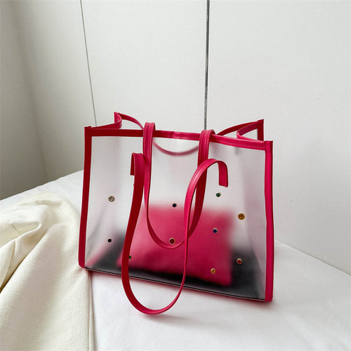 Transparent Fashion Tote Bag with Decorative Gems