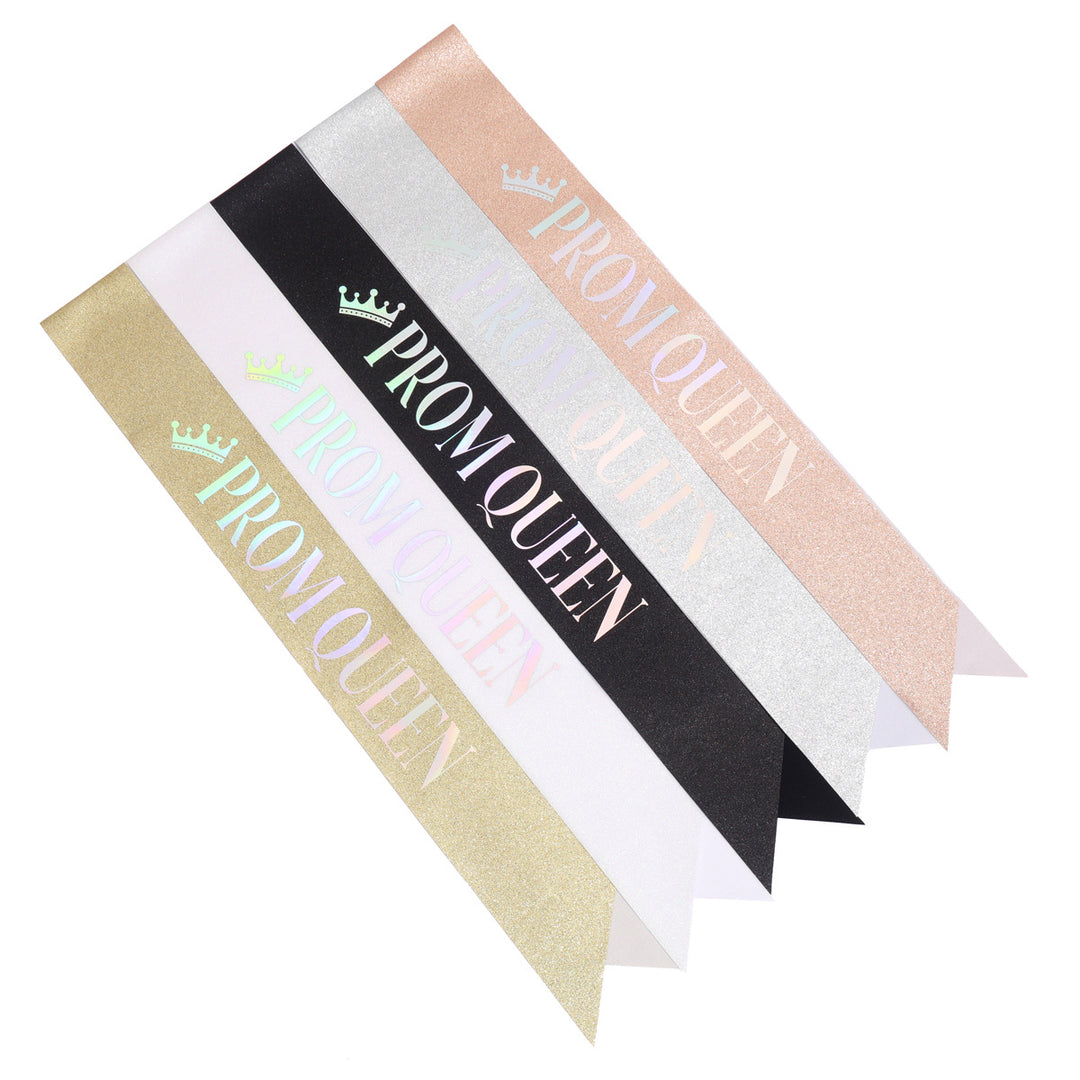 Ladies festive satin sash with holographic print Bowlift