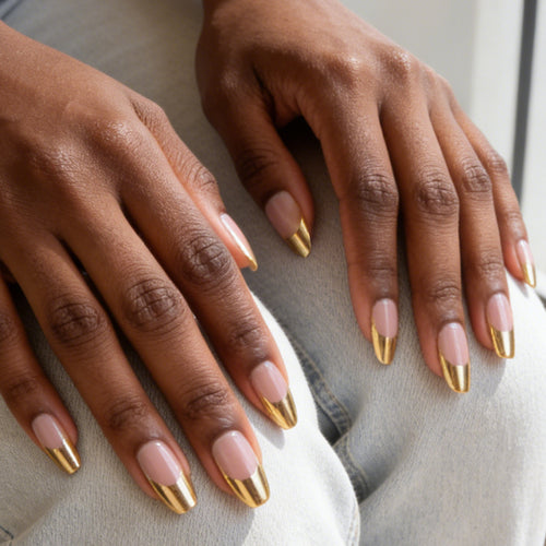 Elegant Metallic Tip Press-On Nails Bowlift