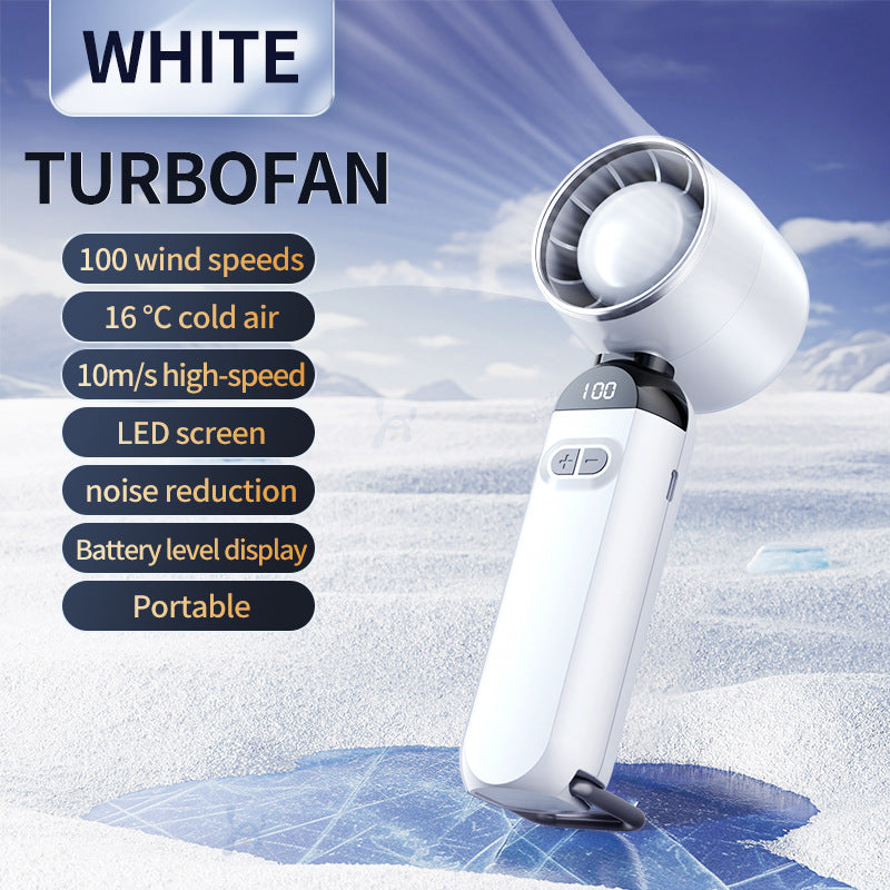Women's Portable Turbo Cooling Fan with LED Display and Noise Reduction Bowlift