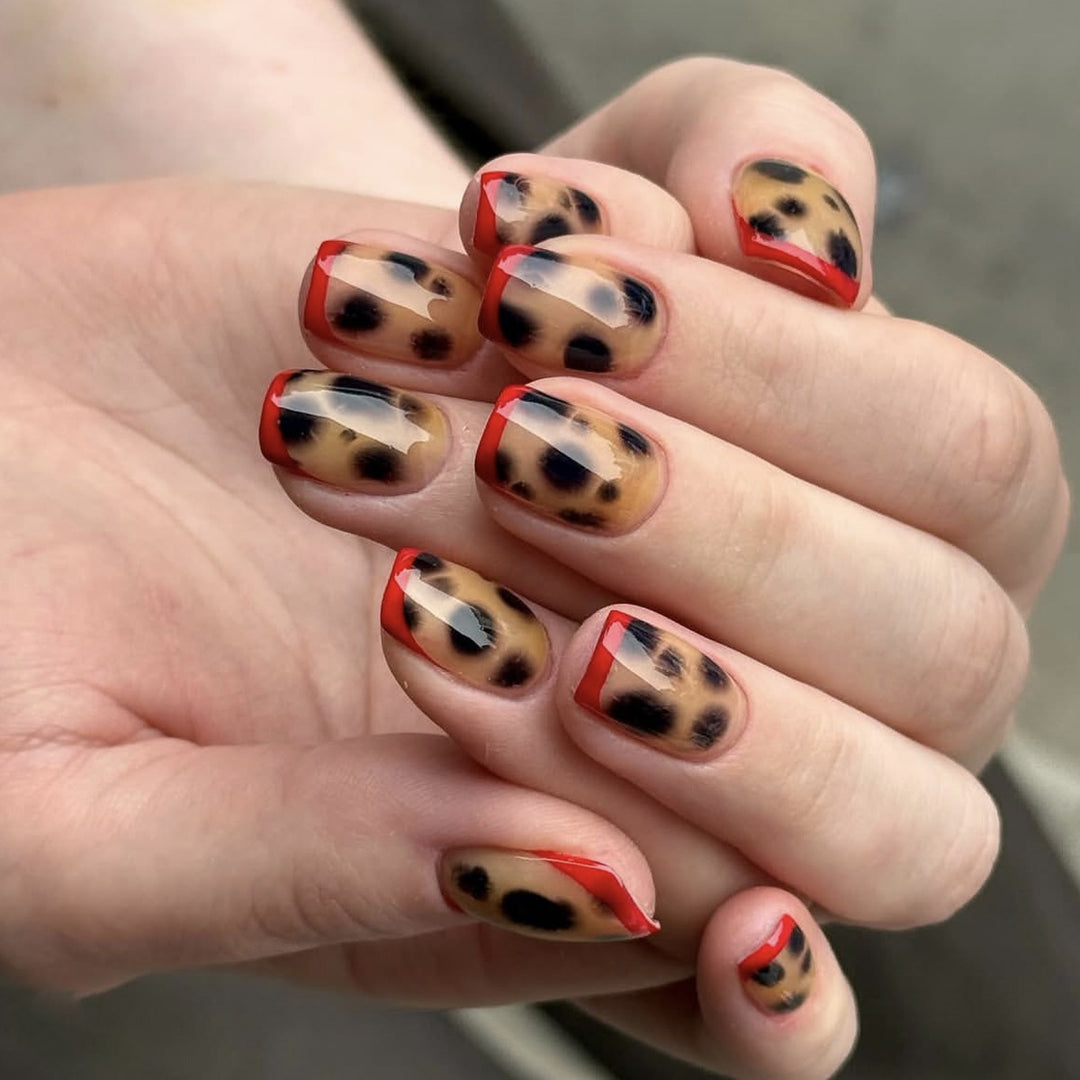 Artistic Leopard Print Acrylic Nail Art Extensions Bowlift