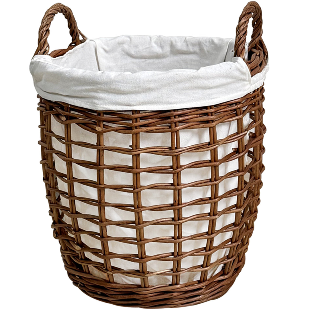 Handcrafted laundry basket with fabric cover Bowlift