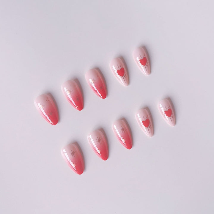 Glamorous artificial nail tips with heart and star decorations Bowlift