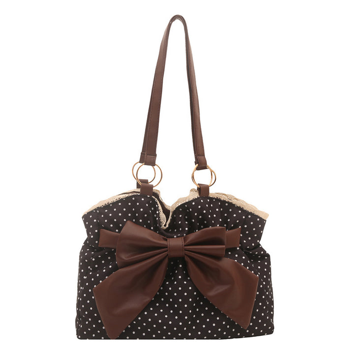 WoCharming Polka Dot Bow Tote Bag Bowlift