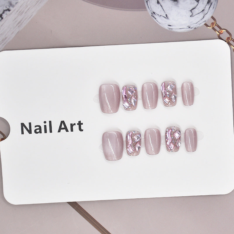 Elegant Glitter-Decorated Press-On Nail Set Bowlift