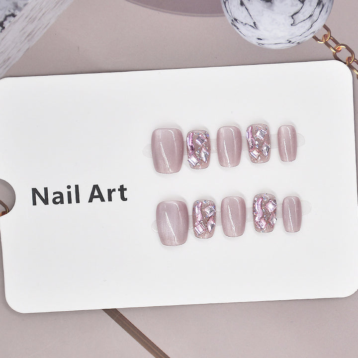 Elegant Glitter-Decorated Press-On Nail Set Bowlift