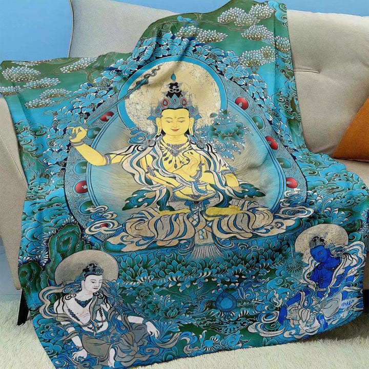 Artistic Eastern-Themed Fleece Throw Blanket